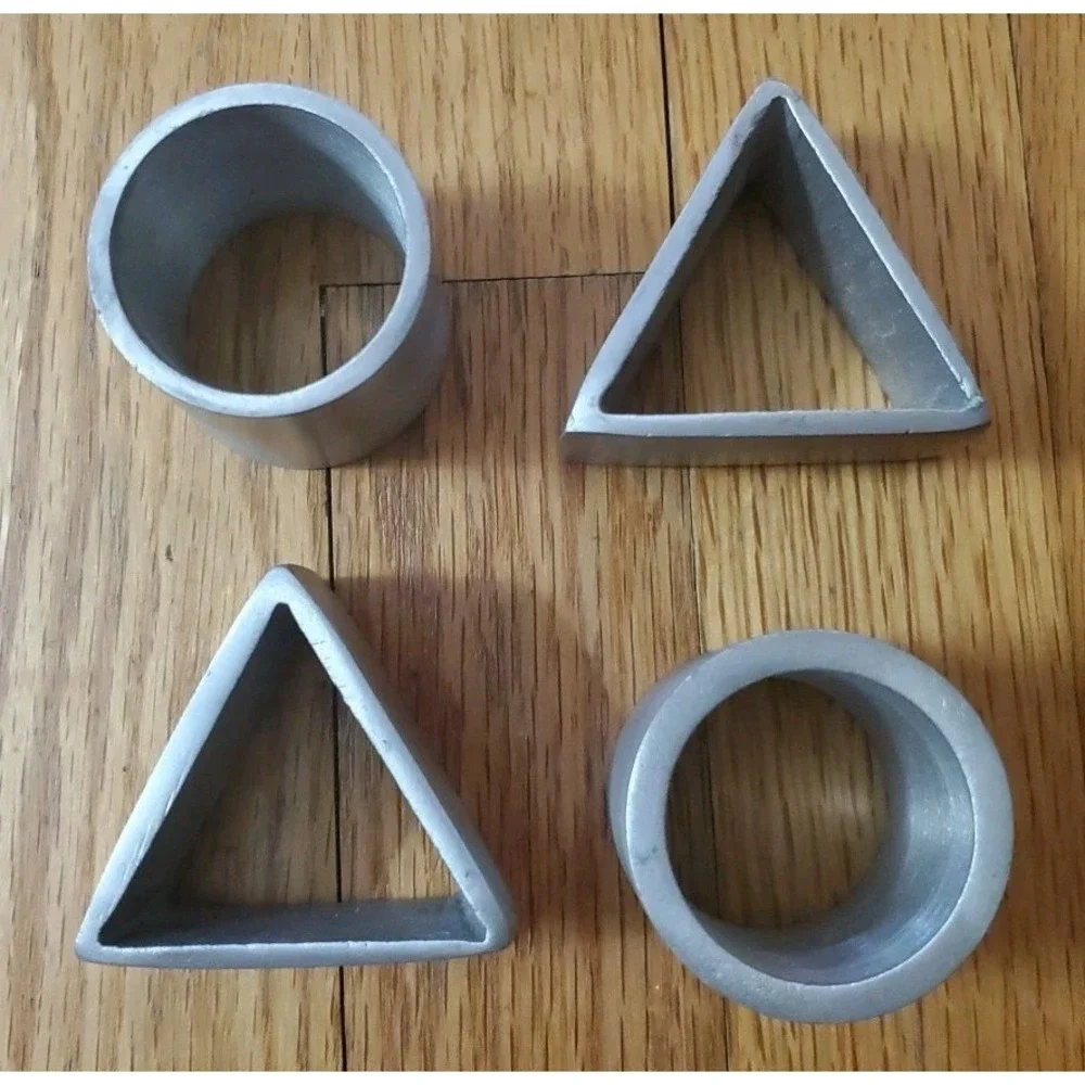 Geometric Metal Napkin Ring‎ Holders (4) Cylinder and Triangle